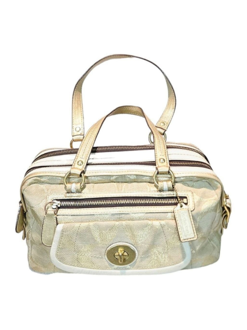 Coach Sabrina 13502 Op Art Metallic Gold Satchel — Authentic w/ Dusty Bag